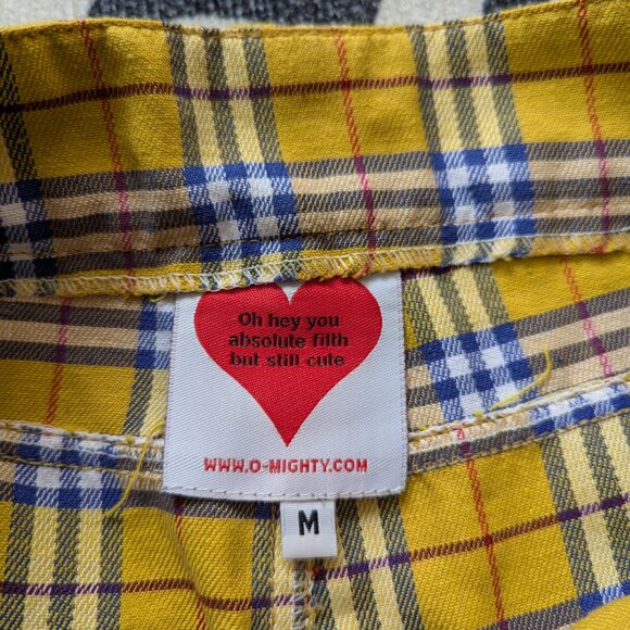 OMighty Clueless Yellow Plaid Mini Skirt Medium with Chain - Picture 8 of 9